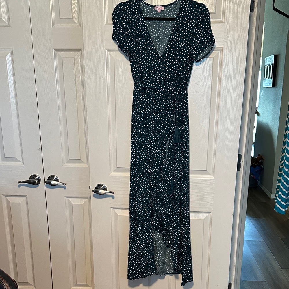 Pink Lily Navy Polka Dot Maxi Dress
